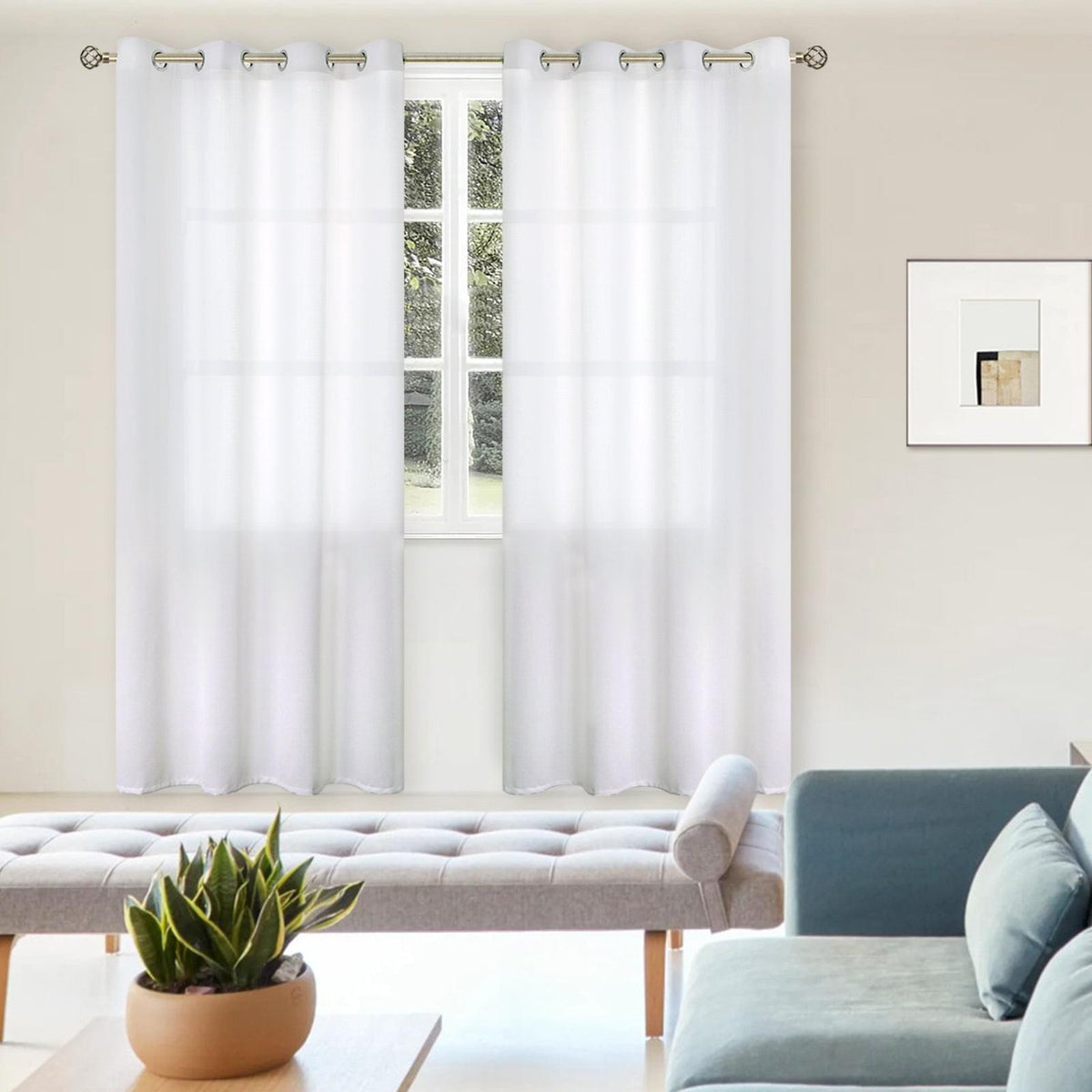 BGment Curtains Custom Linen Look Sheer Curtains Light Filtering Drape